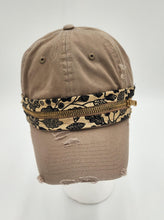 Load image into Gallery viewer, embellished baseball cap, handmade hats, women’s cadat hat, baseball trucker distressed hat, ball cap, josie t. designs, upcycled women’s hat, 
