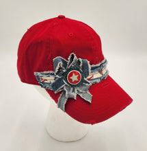 Load image into Gallery viewer, distressed baseball cap, vintage hat, boho hat, handmade hat,  shabby chic hat, rustic style hat, women’s casual hat, adjustable baseball cap, boutique fashion accessories
