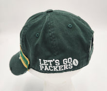 Load image into Gallery viewer, embellished baseball cap, handmade hats, women’s cadat hat, baseball trucker distressed hat, ball cap, josie t. designs, upcycled women’s hat, packers baseball cap
