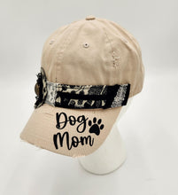 Load image into Gallery viewer, embellished baseball cap, handmade hats, women’s cadat hat, baseball trucker distressed hat, ball cap, josie t. designs, upcycled women’s hat, dog mom hat

