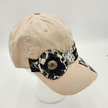 Load image into Gallery viewer, embellished baseball cap, handmade hats, women’s cadat hat, baseball trucker distressed hat, ball cap, josie t. designs, upcycled women’s hat, dog mom hat
