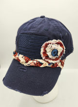 Load image into Gallery viewer, shabby chic hat, handmade baseball cap, embellished baseball hat, boutique green bay, shops near me
