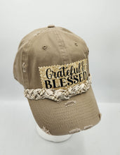 Load image into Gallery viewer, embellished baseball cap, handmade hats, women’s cadat hat, baseball trucker distressed hat, ball cap
