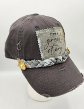 Load image into Gallery viewer, embellished baseball cap, handmade hats, women’s cadat hat, baseball trucker distressed hat, ball cap
