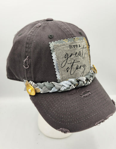 embellished baseball cap, handmade hats, women’s cadat hat, baseball trucker distressed hat, ball cap