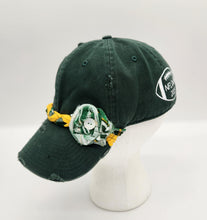 Load image into Gallery viewer, packer hat, green bay apparel, distressed hat, upcycled, re-purposed, boutique green bay, josie t. designs
