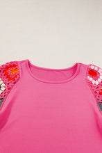 Load image into Gallery viewer, Strawberry Pink Floral Crochet Short Sleeve Top
