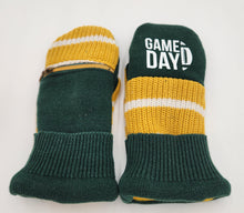 Load image into Gallery viewer, green bay packers mittens, handmade mittens, upcycled mittens, re-purposed, made in the usa
