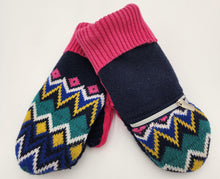 Load image into Gallery viewer, Handmade mittens, upcycled mittens, sweater mittens, wool mitten, shops green bay, repurposed sweaters, Josie T. Designs
