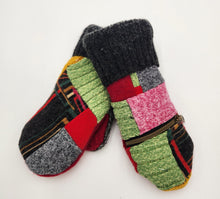 Load image into Gallery viewer, Handmade mittens, upcycled mittens, sweater mittens, wool mitten, shops green bay, repurposed sweaters, Josie T. Designs

