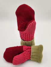 Load image into Gallery viewer, Handmade mittens, upcycled mittens, sweater mittens, wool mitten, shops green bay, repurposed sweaters, Josie T. Designs
