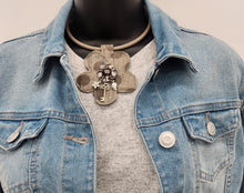 Load image into Gallery viewer, fabric necklace, upcycled necklace. handmade jewelry, shops in green bay, boutique green bay
