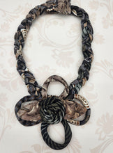 Load image into Gallery viewer, fabric necklace, upcycled necklace. handmade jewelry, shops in green bay, boutique green bay
