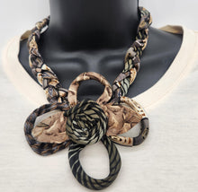 Load image into Gallery viewer, fabric necklace, upcycled necklace. handmade jewelry, shops in green bay, boutique green bay
