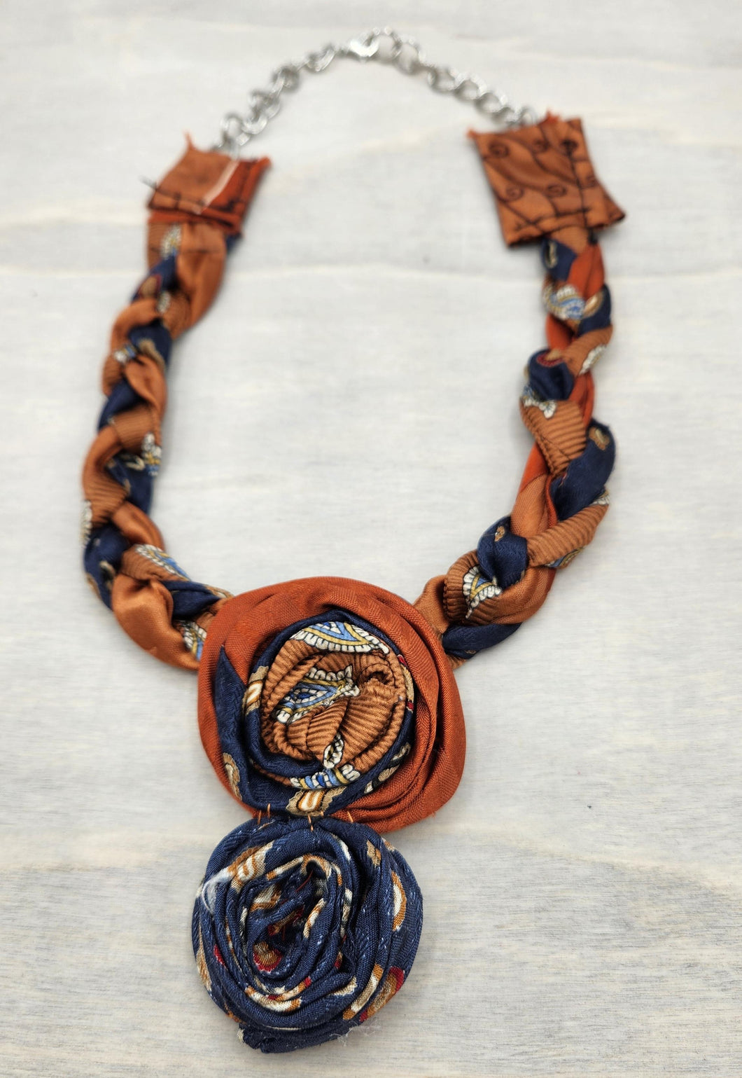 Textile necklace, upcycled jewelry, re-purposed jewelry, boho, handmade necklace
