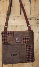 Load image into Gallery viewer, upcycled purse, men&#39;s suitcoat purse, handmade bag, crossbody bag, recycled fabric bag
