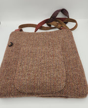 Load image into Gallery viewer, upcycled purse, men&#39;s suitcoat purse, handmade bag, crossbody bag, recycled fabric bag
