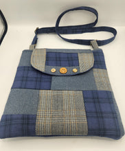 Load image into Gallery viewer, upcycled purse, men&#39;s suitcoat bag, recycled handbag, crossbody bag, boutique green bay
