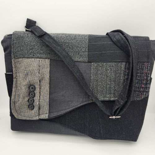upcycled purse, men’s suitcoat purse, recycled bag, women’s crossbody bag, handmade purse