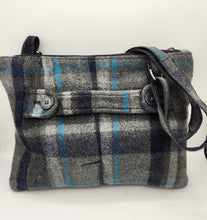 Load image into Gallery viewer, wool handbag, upcycled purse, men&#39;s suitcoat purse, crossbody bag, boutique green bay
