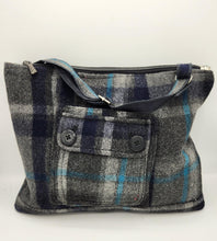 Load image into Gallery viewer, wool handbag, upcycled purse, men&#39;s suitcoat purse, crossbody bag, boutique green bay
