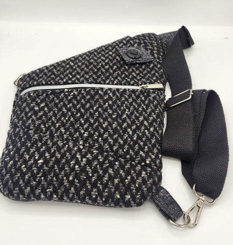 Traveler Pouch, Sling Bag, Unisex Crossbody Bag, Secure pouch, handmade crossbody, upcycled sling bag, josie t. designs, travel bag, 
