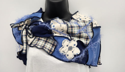 upcycled shawl, repurposed, women's accessories, handmade, summer scarf