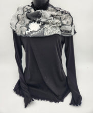 Load image into Gallery viewer, women’s fashion scarf

layered textured scarf

button detail scarf

winter fashion accessories

unique artistic scarf

cozy fall scarf

statement scarf for women

boutique style scarf

boho chic scarf
