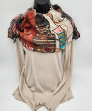 Load image into Gallery viewer, boho chic scarf, upcycled sweater, re-purposed scarf, upcycled scarf, handmade, green bay shopping, boutique green bay
