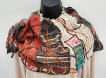 Load image into Gallery viewer, boho chic scarf, upcycled sweater, re-purposed scarf, upcycled scarf, handmade, green bay shopping, boutique green bay
