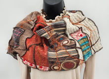 Load image into Gallery viewer, boho chic scarf, upcycled sweater, re-purposed scarf, upcycled scarf, handmade, green bay shopping, boutique green bay
