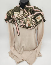 Load image into Gallery viewer, boho chic scarf, upcycled sweater, re-purposed scarf, upcycled scarf, handmade, green bay shopping, boutique green bay
