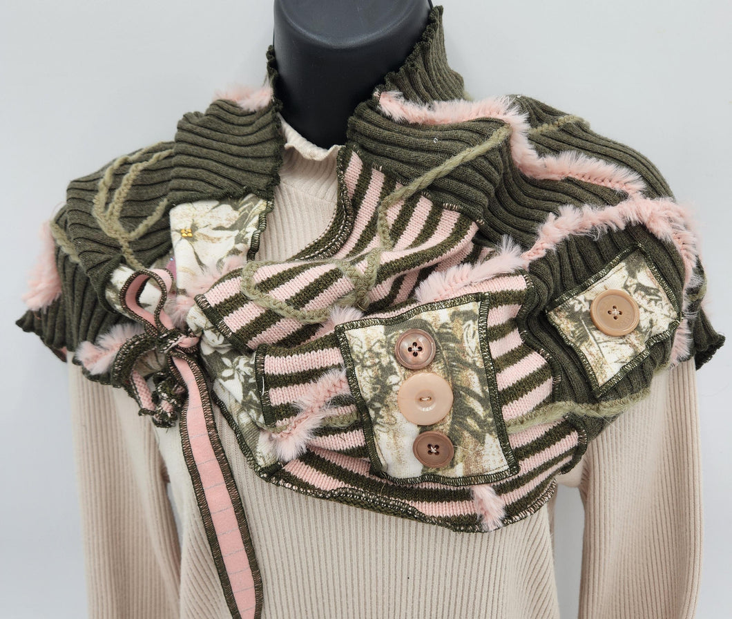 boho chic scarf, upcycled sweater, re-purposed scarf, upcycled scarf, handmade, green bay shopping, boutique green bay