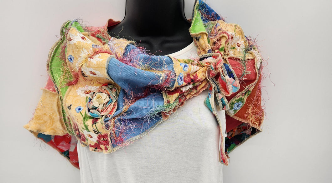 Summer scarf, summer shawl, handmade scarf, upcycled, re-purposed