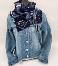 Load image into Gallery viewer, upcycled scarf, swag scarf, sweater scarf, cowl neck scarf, handmade scarf, couture trend, eco-conscious, josie t. designs
