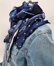 Load image into Gallery viewer, upcycled scarf, swag scarf, sweater scarf, cowl neck scarf, handmade scarf, couture trend, eco-conscious, josie t. designs
