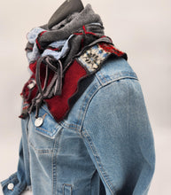 Load image into Gallery viewer, upcycled scarf, swag scarf, sweater scarf, cowl neck scarf, handmade scarf, couture trend, eco-conscious, josie t. designs
