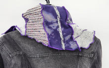 Load image into Gallery viewer, upcycled scarf, swag scarf, sweater scarf, cowl neck scarf, handmade scarf, couture trend, eco-conscious, josie t. designs
