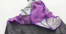 Load image into Gallery viewer, upcycled scarf, swag scarf, sweater scarf, cowl neck scarf, handmade scarf, couture trend, eco-conscious, josie t. designs
