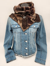 Load image into Gallery viewer, upcycled scarf, swag scarf, sweater scarf, cowl neck scarf, handmade scarf, couture trend, eco-conscious, josie t. designs
