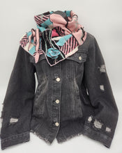 Load image into Gallery viewer, upcycled scarf, swag scarf, sweater scarf, cowl neck scarf, handmade scarf, couture trend, eco-conscious, josie t. designs
