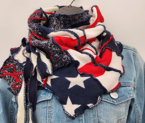 upcycled scarf, swag scarf, sweater scarf, cowl neck scarf, handmade scarf, couture trend, eco-conscious, josie t. designs
