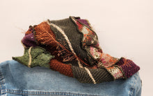 Load image into Gallery viewer, upcycled scarf, sweater scarf, infinity scarf, handmade scarf, couture trend, eco-conscious, re-cycled, re-purposed scarf, josie t. designs

