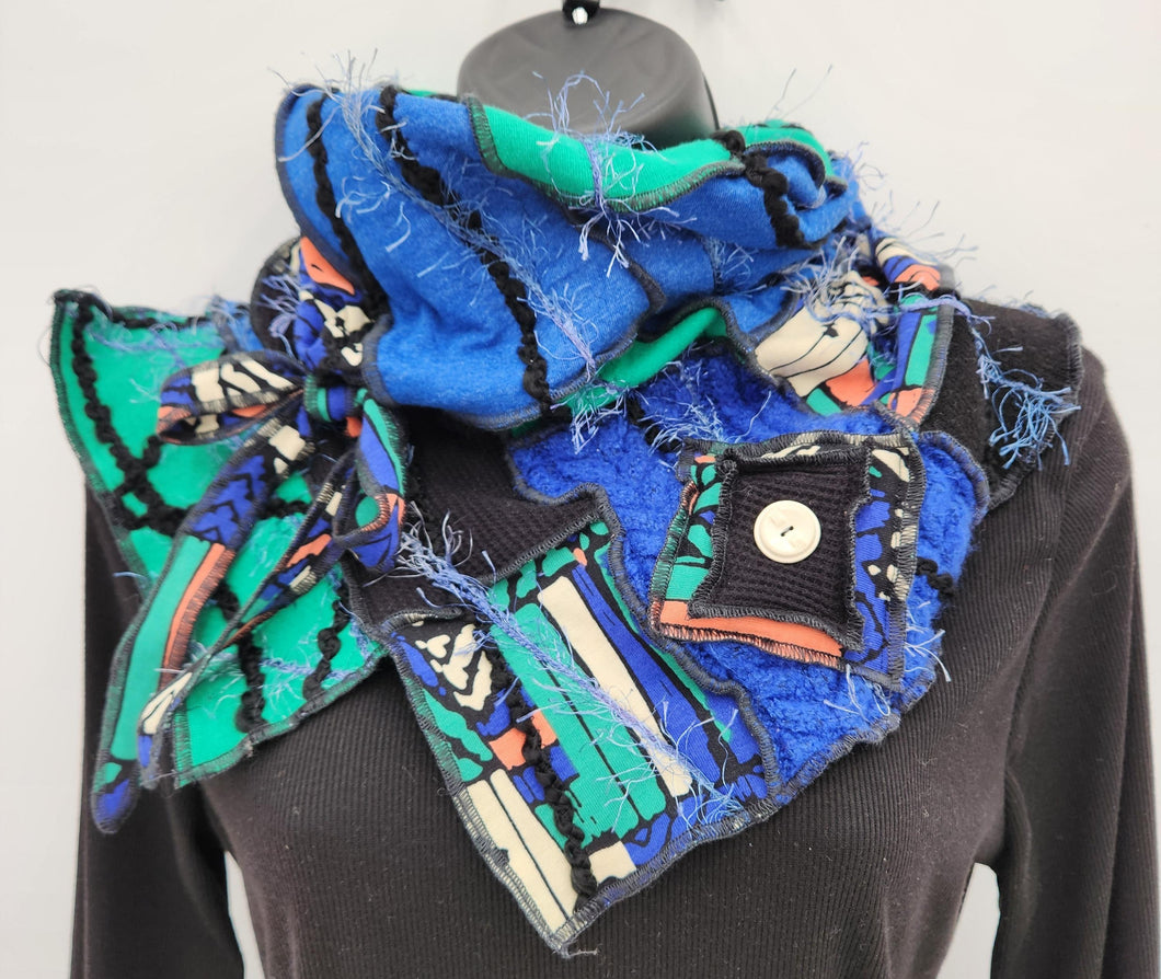handmade scarf, re-purposed scarf, upcycled, boho scarf, fashion accessory