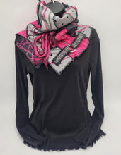 Load image into Gallery viewer, upcycled scarf, swag scarf, sweater scarf, cowl neck scarf, handmade scarf, couture trend, eco-conscious, josie t. designs, reclaimed textiles, repurposed textiles, repurposed fabric projects, DIY upcycled scarf, re-purposed fabric projects, textile art scarf

