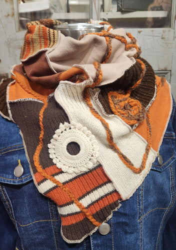 upcycled scarf, swag scarf, sweater scarf, cowl neck scarf, handmade scarf, 