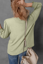 Load image into Gallery viewer, Laurel Green Textured Round Neck Half Sleeve Blouse
