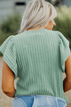 Load image into Gallery viewer, Moonlight Jade Solid Color Textured Flutter Sleeve Top
