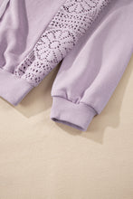 Load image into Gallery viewer, Orchid Petal Knit Crochet Exposed Seam Ribbed Trim Sweatshirt
