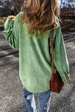Load image into Gallery viewer, Mist Green Patched Pocket Button Up Corduroy Shacket
